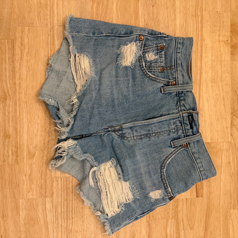 Levi's Blue Distressed Jean Shorts